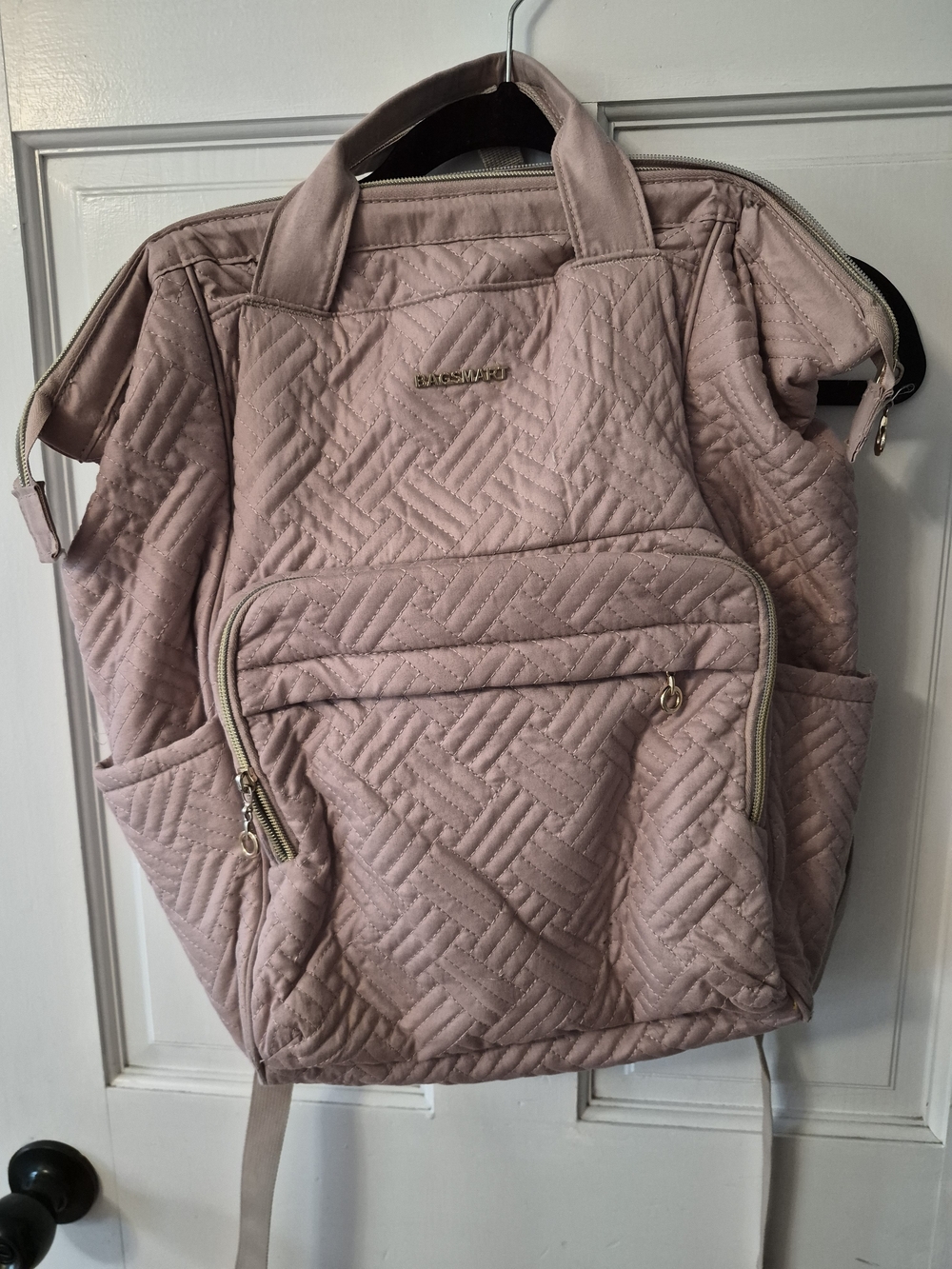 Stunning Blush Quilted Laptop Backpack Tote
